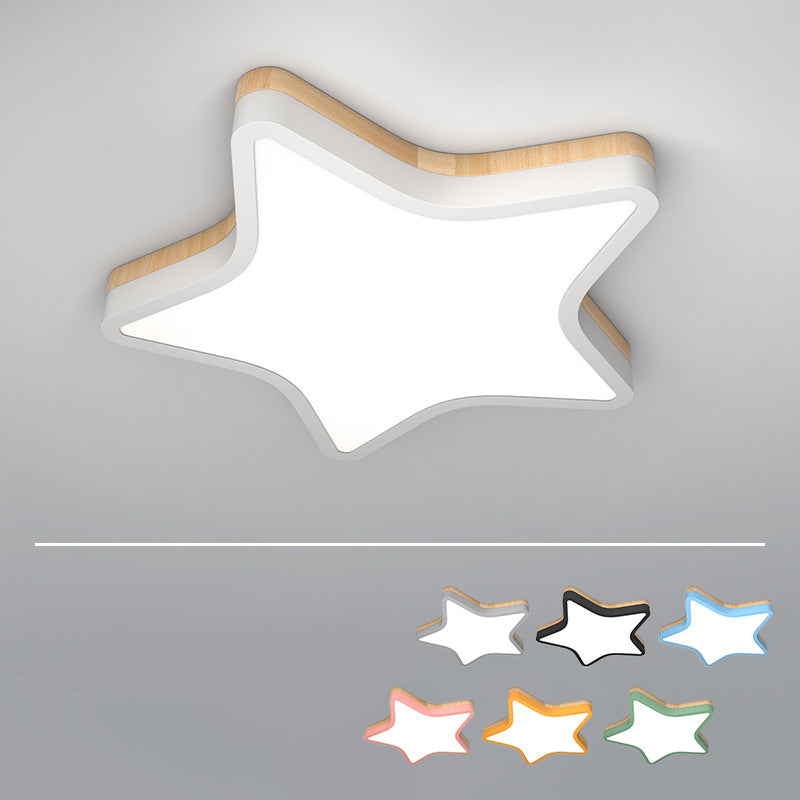 Kids Star LED Flush Mount Lamp Acryl Slaapkamer Plafond Lamp in Geel-Wit