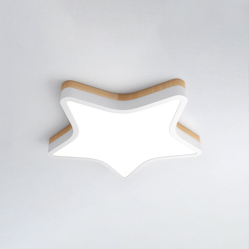 Kids Star LED Flush Mount Lamp Acryl Slaapkamer Plafond Lamp in Geel-Wit