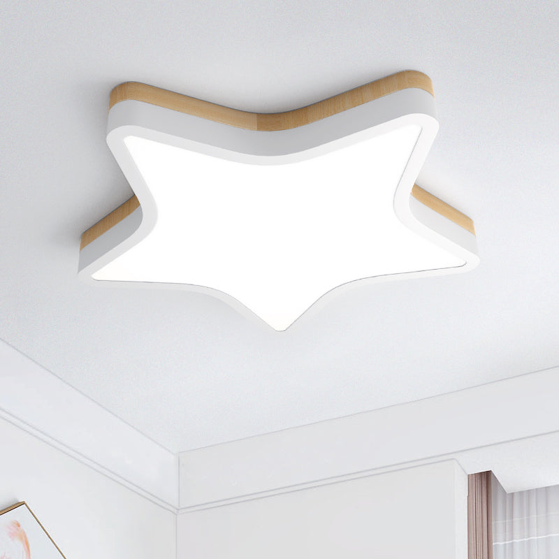 Kids Star LED Flush Mount Lamp Acryl Slaapkamer Plafond Lamp in Geel-Wit
