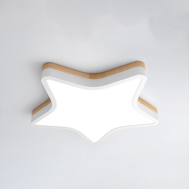 Kids Star LED Flush Mount Lamp Acryl Slaapkamer Plafond Lamp in Geel-Wit