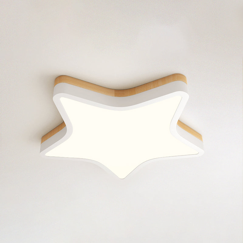 Kids Star LED Flush Mount Lamp Acryl Slaapkamer Plafond Lamp in Geel-Wit