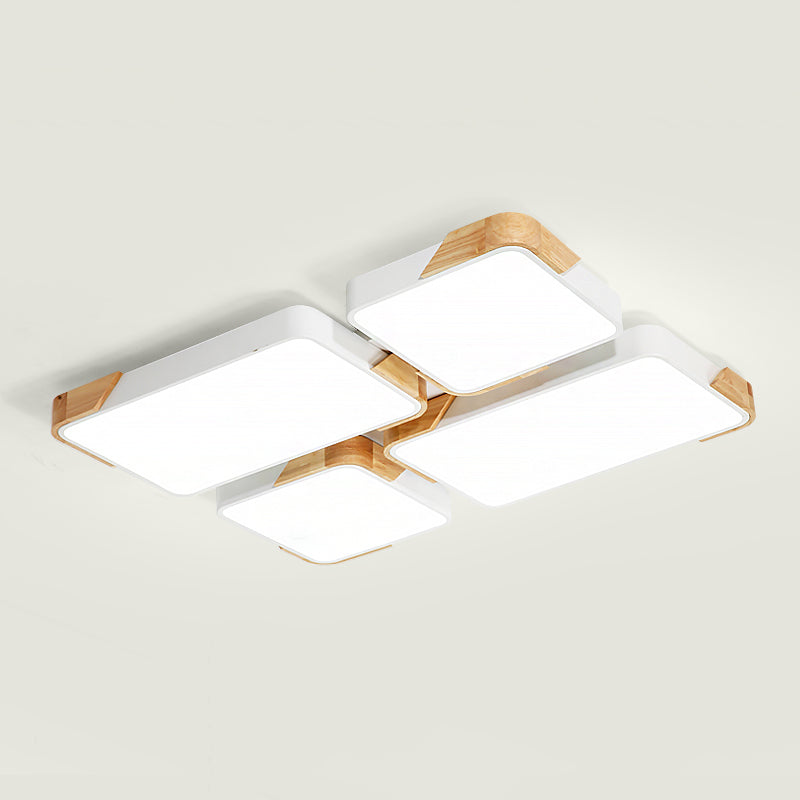 Plafonnier LED rectangulaire plafonnier en bois métallique moderne pour salon
