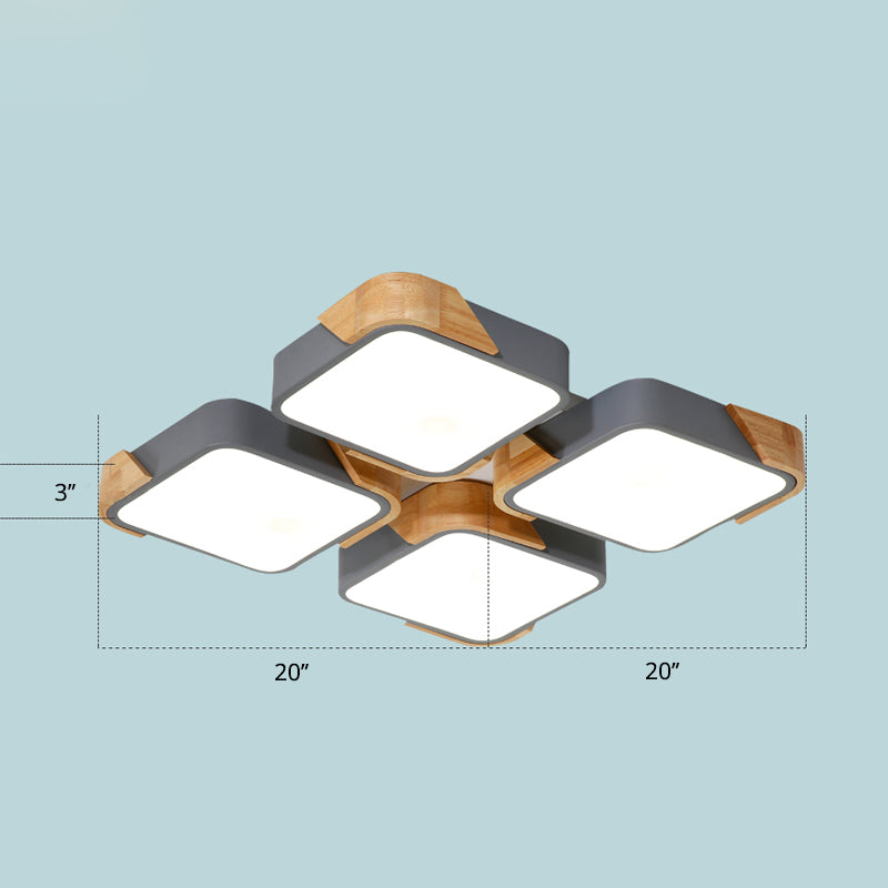 Plafonnier LED rectangulaire plafonnier en bois métallique moderne pour salon