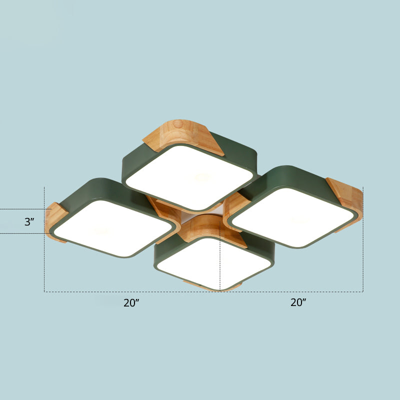 Plafonnier LED rectangulaire plafonnier en bois métallique moderne pour salon