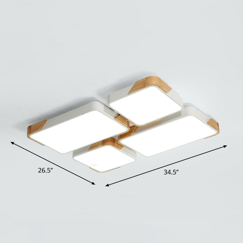 Plafonnier LED rectangulaire plafonnier en bois métallique moderne pour salon