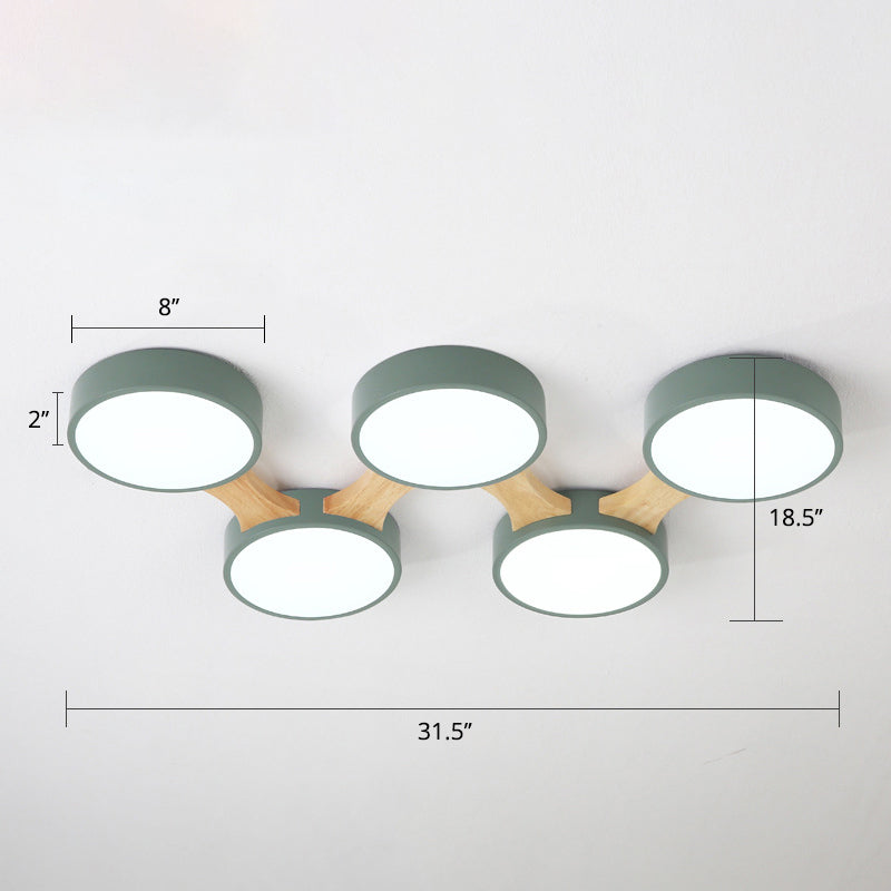 Macaron Creative Round Flush Lamp Acrylic Living Room LED Ceiling Mount Light Fixture