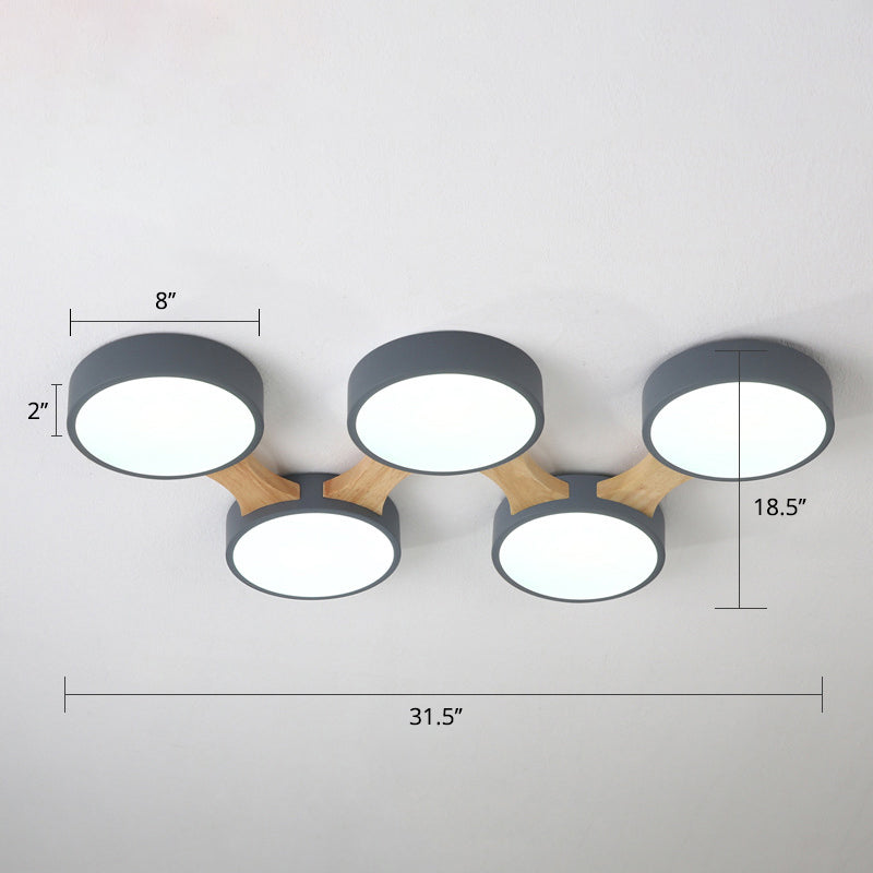 Macaron Creative Round Flush Lamp Acrylic Living Room LED Ceiling Mount Light Fixture