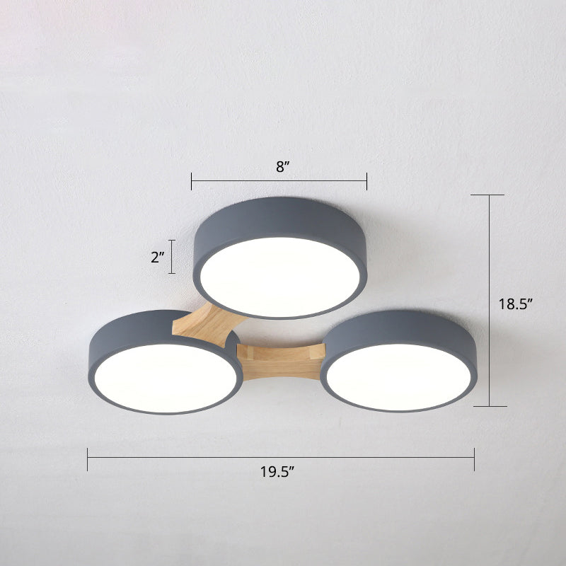 Macaron Creative Round Flush Lamp Acrylic Living Room LED Ceiling Mount Light Fixture