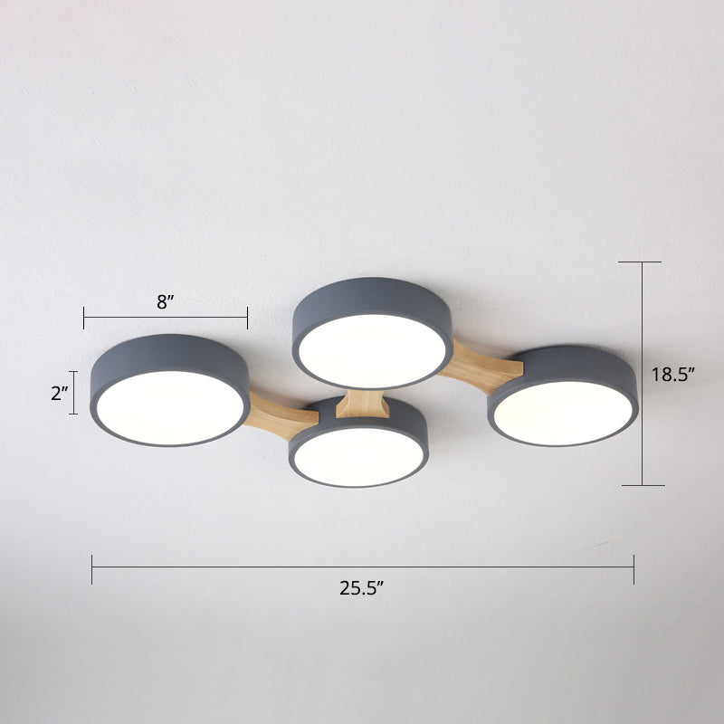 Macaron Creative Round Flush Lamp Acrylic Living Room LED Ceiling Mount Light Fixture