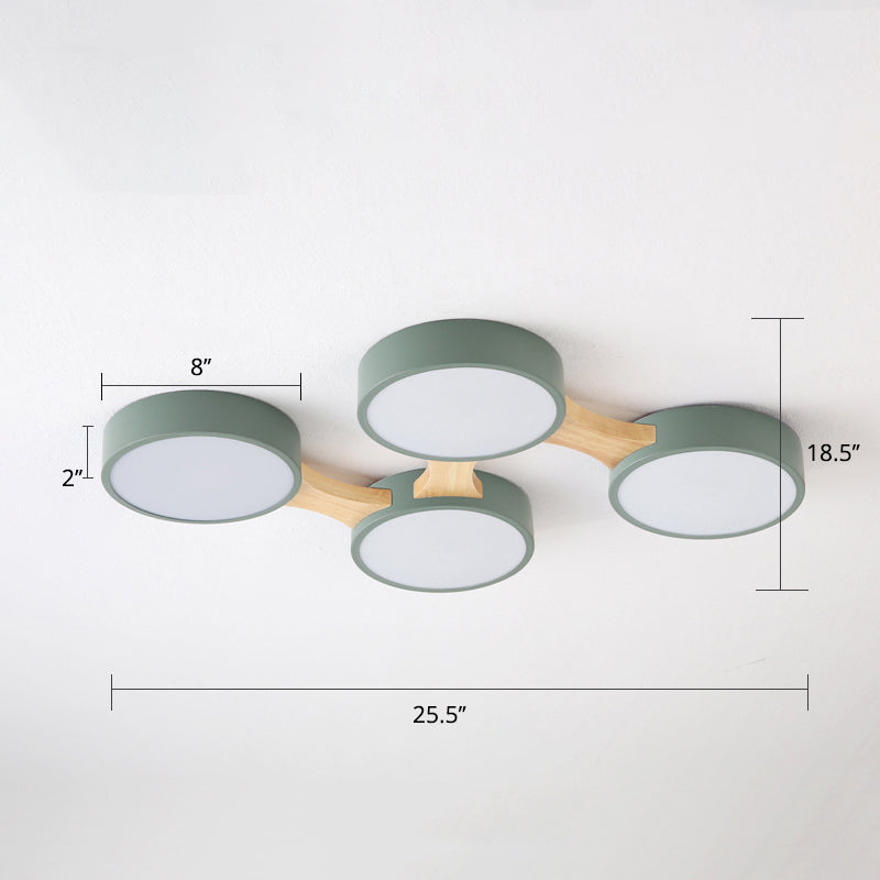 Macaron Creative Round Flush Lamp Acrylic Living Room LED Ceiling Mount Light Fixture