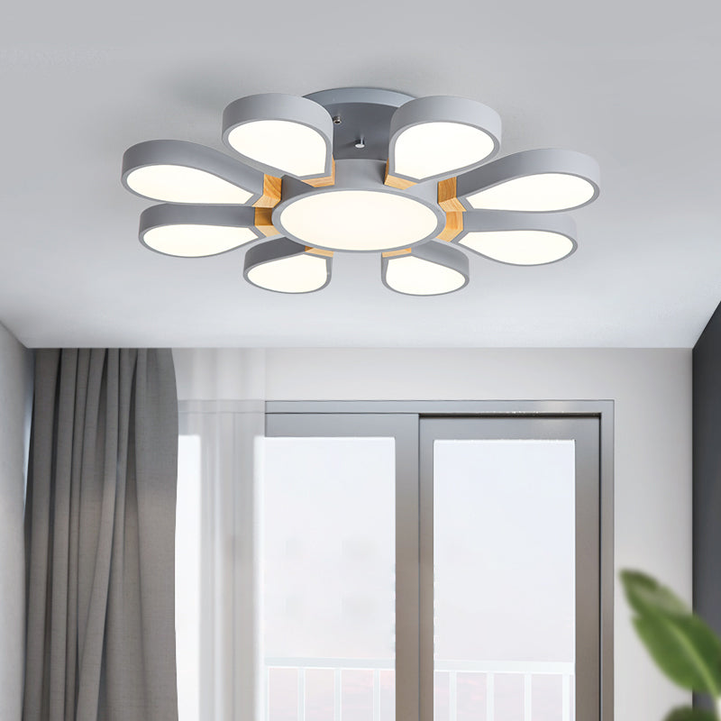 Living Room LED Ceiling Lamp Nordic Style Semi Flush Mount Light with Petal Acrylic Shade