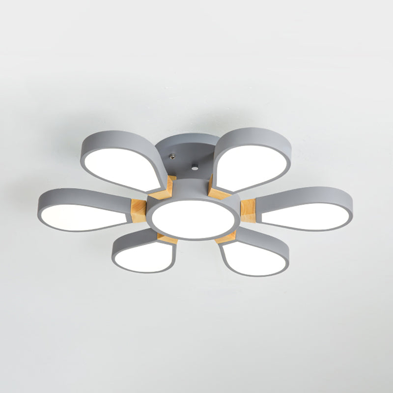 Living Room LED Ceiling Lamp Nordic Style Semi Flush Mount Light with Petal Acrylic Shade