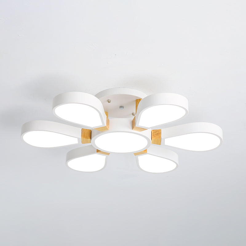Living Room LED Ceiling Lamp Nordic Style Semi Flush Mount Light with Petal Acrylic Shade