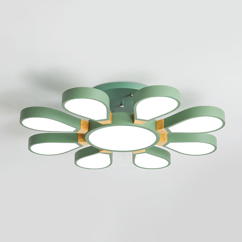 Living Room LED Ceiling Lamp Nordic Style Semi Flush Mount Light with Petal Acrylic Shade
