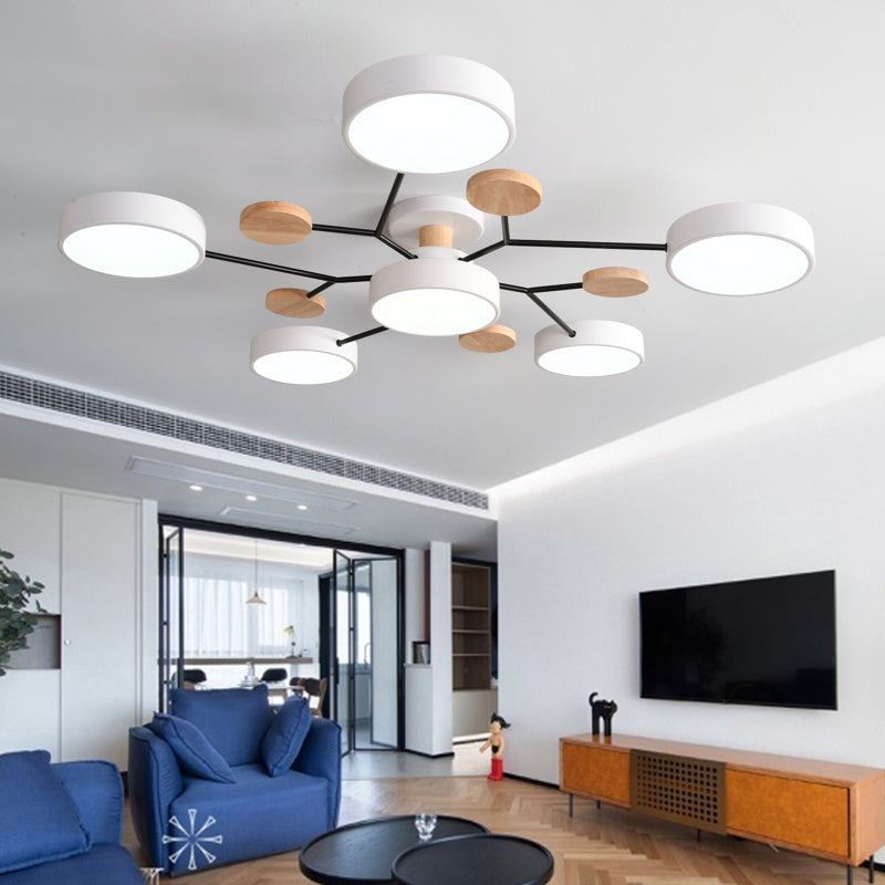 Lámpara empotrada de metal con forma de rama de árbol LED nórdica cerca de la luz de techo para dormitorio