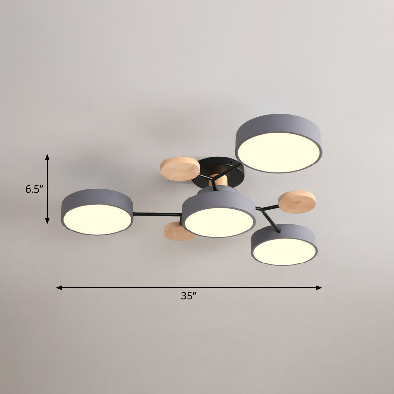 Lámpara empotrada de metal con forma de rama de árbol LED nórdica cerca de la luz de techo para dormitorio