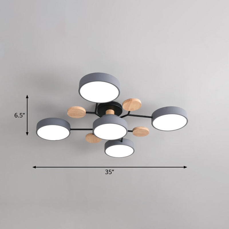 Lámpara empotrada de metal con forma de rama de árbol LED nórdica cerca de la luz de techo para dormitorio