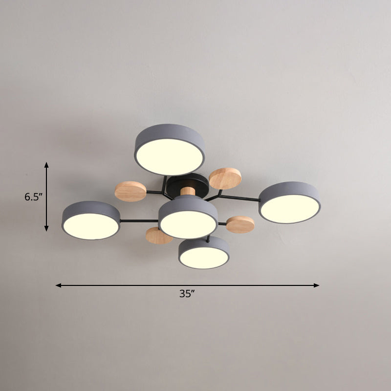 Lámpara empotrada de metal con forma de rama de árbol LED nórdica cerca de la luz de techo para dormitorio