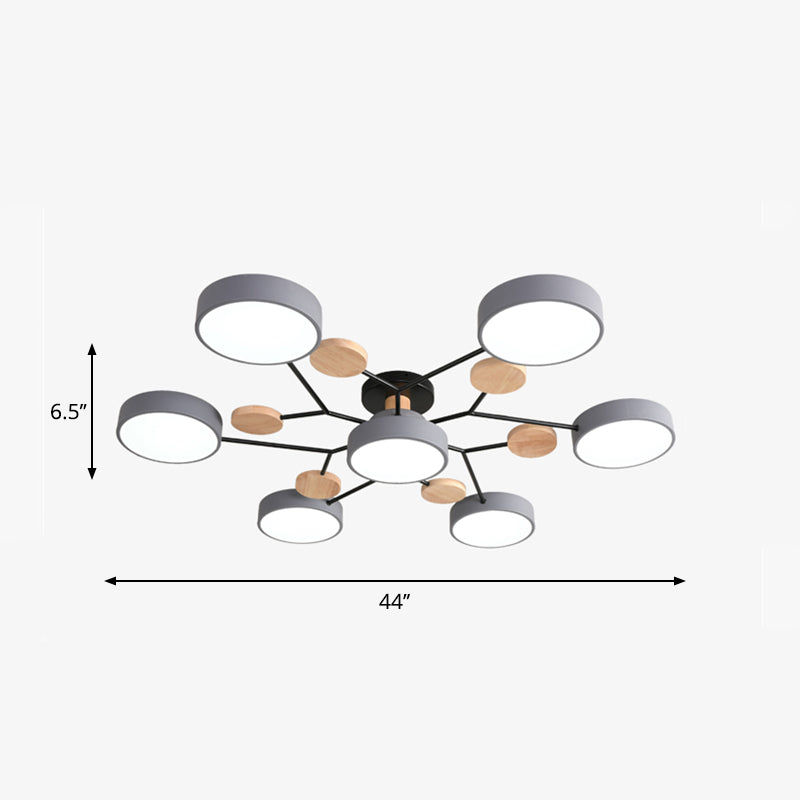 Lámpara empotrada de metal con forma de rama de árbol LED nórdica cerca de la luz de techo para dormitorio