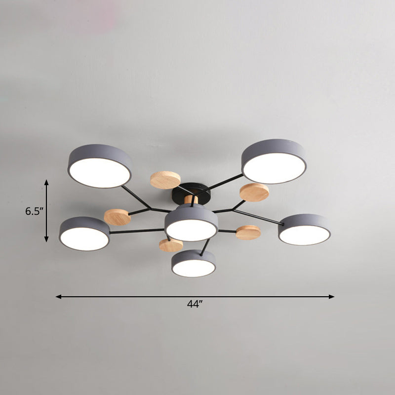 Lámpara empotrada de metal con forma de rama de árbol LED nórdica cerca de la luz de techo para dormitorio