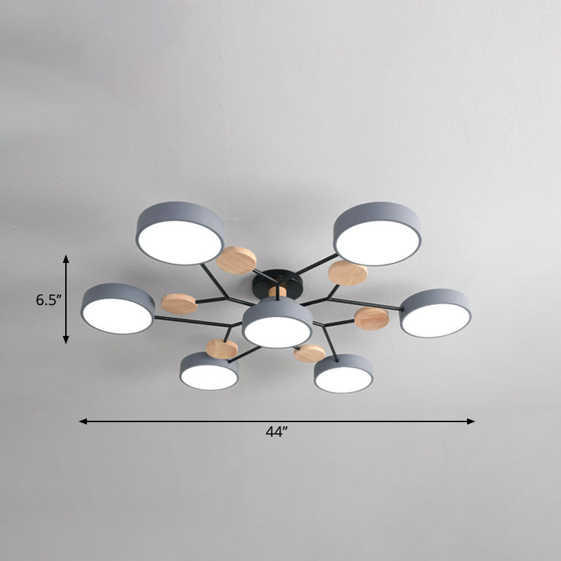 Lámpara empotrada de metal con forma de rama de árbol LED nórdica cerca de la luz de techo para dormitorio