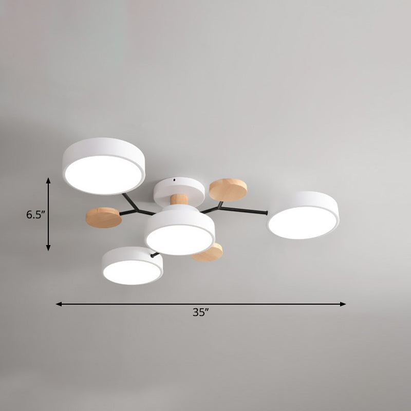 Lámpara empotrada de metal con forma de rama de árbol LED nórdica cerca de la luz de techo para dormitorio