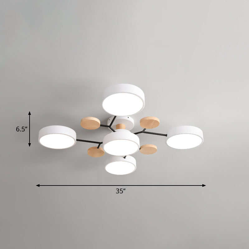 Lámpara empotrada de metal con forma de rama de árbol LED nórdica cerca de la luz de techo para dormitorio