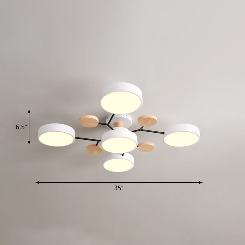Lámpara empotrada de metal con forma de rama de árbol LED nórdica cerca de la luz de techo para dormitorio