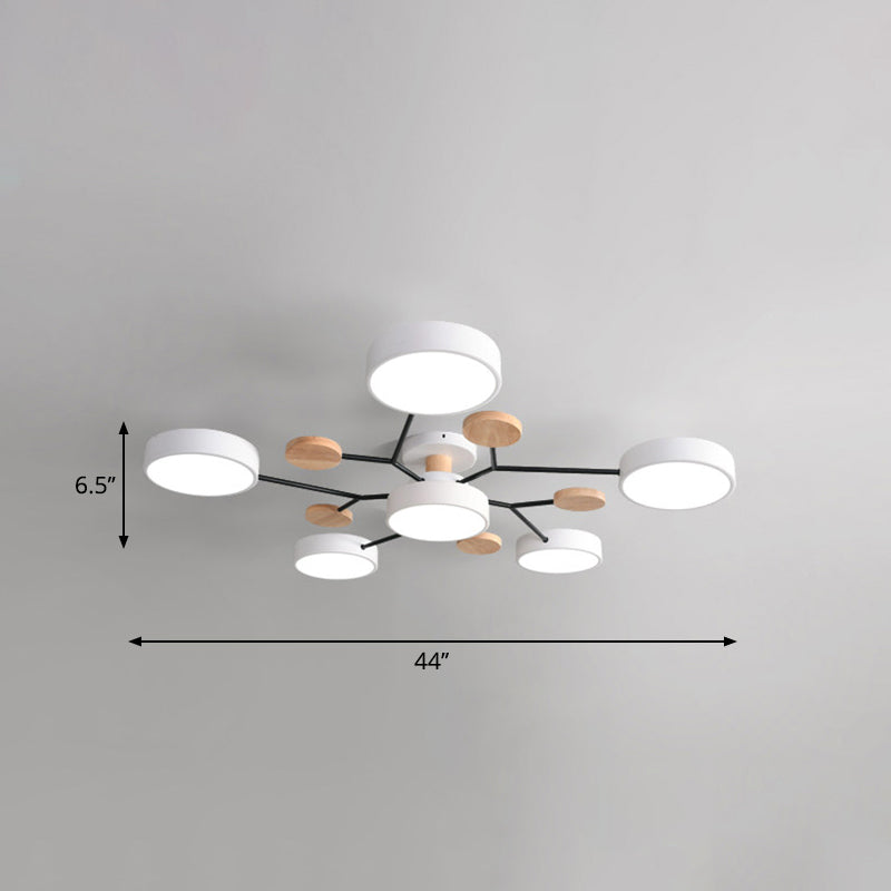Lámpara empotrada de metal con forma de rama de árbol LED nórdica cerca de la luz de techo para dormitorio