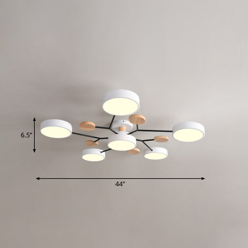 Lámpara empotrada de metal con forma de rama de árbol LED nórdica cerca de la luz de techo para dormitorio
