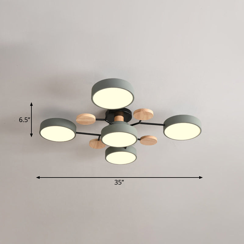 Lámpara empotrada de metal con forma de rama de árbol LED nórdica cerca de la luz de techo para dormitorio