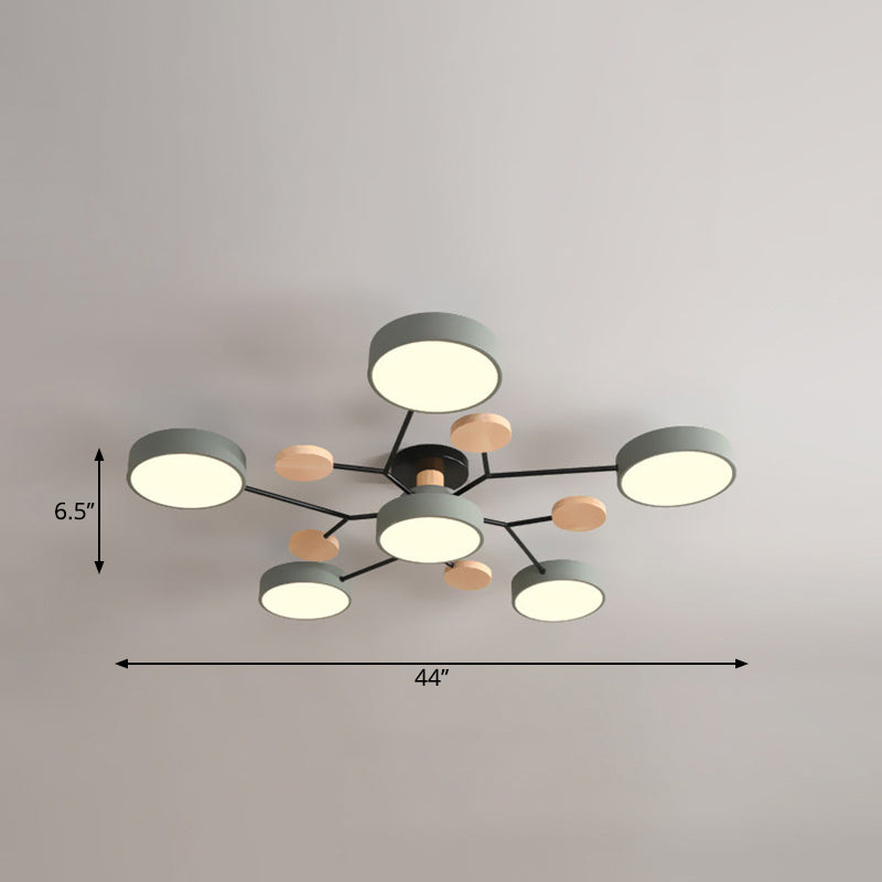 Lámpara empotrada de metal con forma de rama de árbol LED nórdica cerca de la luz de techo para dormitorio