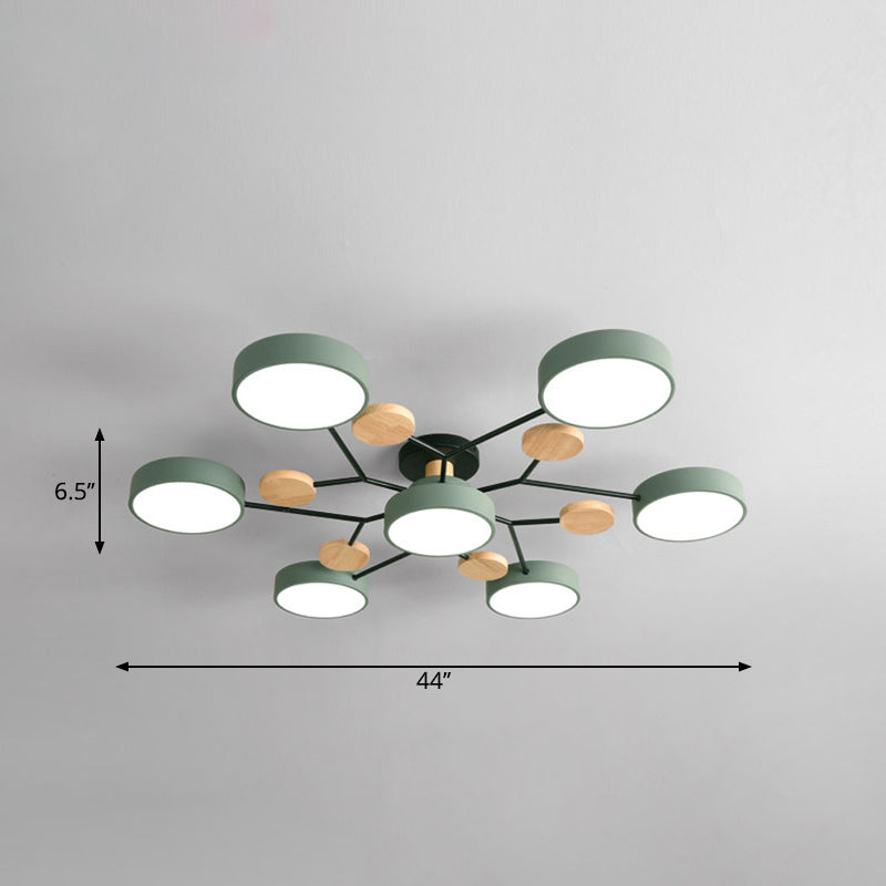Lámpara empotrada de metal con forma de rama de árbol LED nórdica cerca de la luz de techo para dormitorio