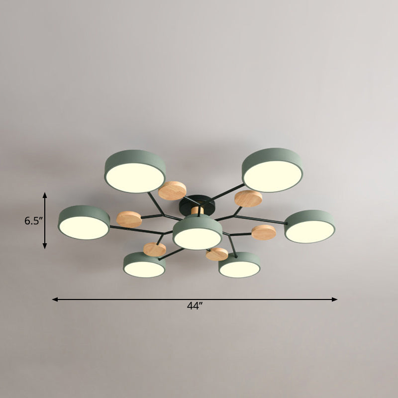 Lámpara empotrada de metal con forma de rama de árbol LED nórdica cerca de la luz de techo para dormitorio