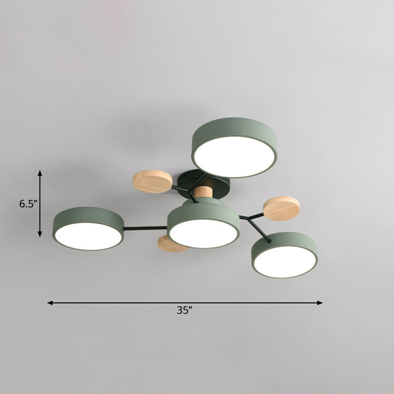 Lámpara empotrada de metal con forma de rama de árbol LED nórdica cerca de la luz de techo para dormitorio