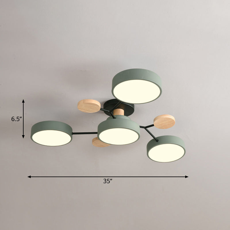 Lámpara empotrada de metal con forma de rama de árbol LED nórdica cerca de la luz de techo para dormitorio