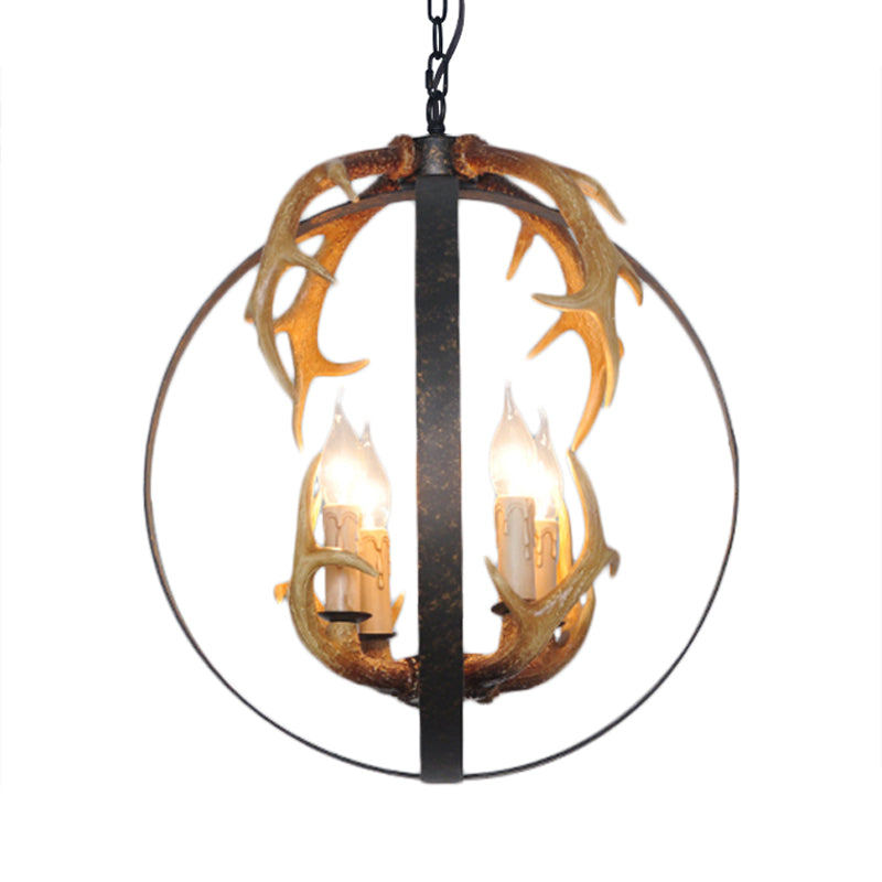 4/8 lumières lustre en métal éclairage vintage rouille ronde salle à manger suspendue