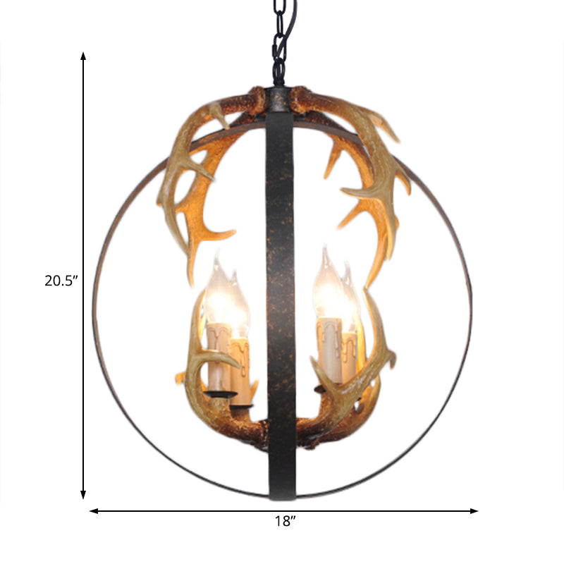 4/8 lumières lustre en métal éclairage vintage rouille ronde salle à manger suspendue