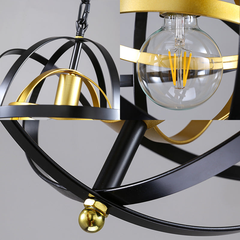 Globe Metal suspendu lampe traditionnelle 1 éclairage pendentif à salle à manger légers en noir