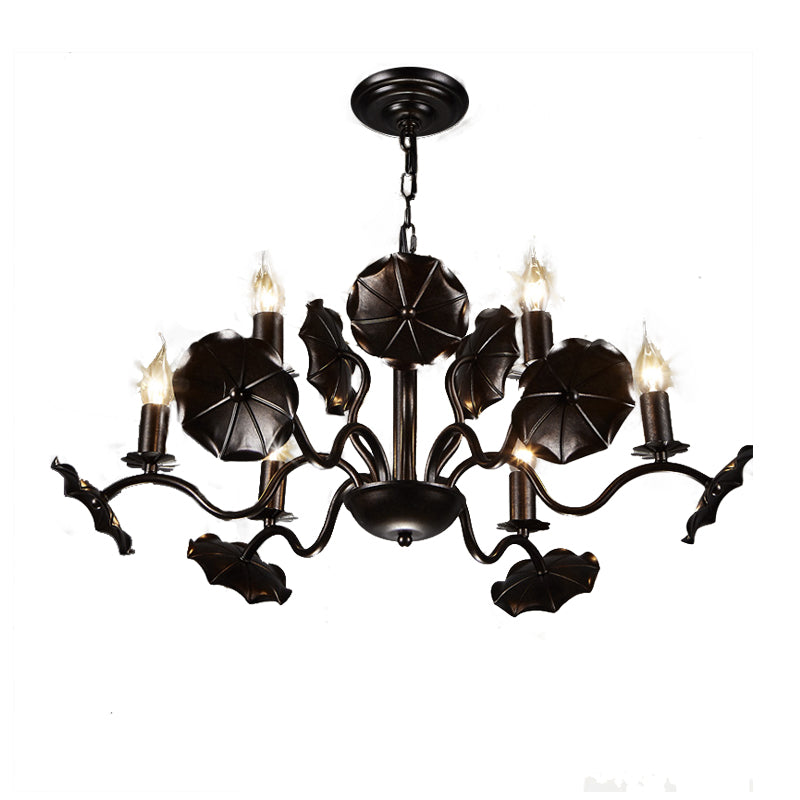 Bougie en métal suspendue Country 6 Lumières Salon Pendre Light in Rust