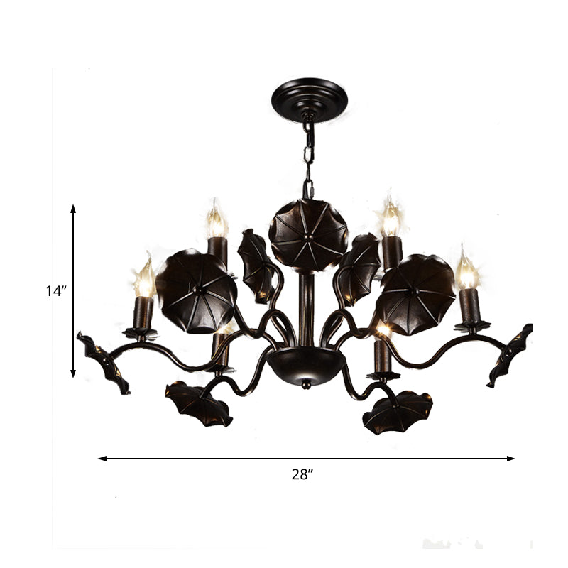 Bougie en métal suspendue Country 6 Lumières Salon Pendre Light in Rust