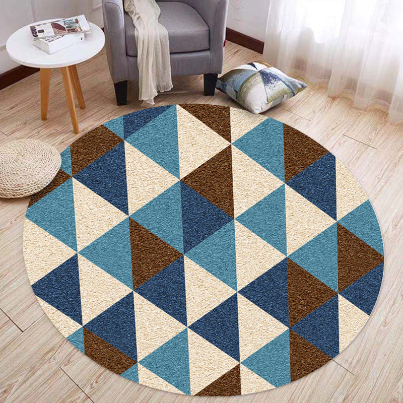 Comfort Bedroom Rug Multi Colored Geo Printed Indoor Rug Polyster Non-Slip Washable Area Carpet