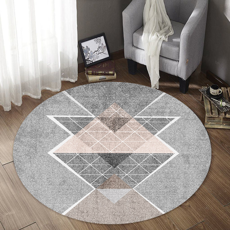 Comfort Bedroom Rug Multi Colored Geo Printed Indoor Rug Polyster Non-Slip Washable Area Carpet