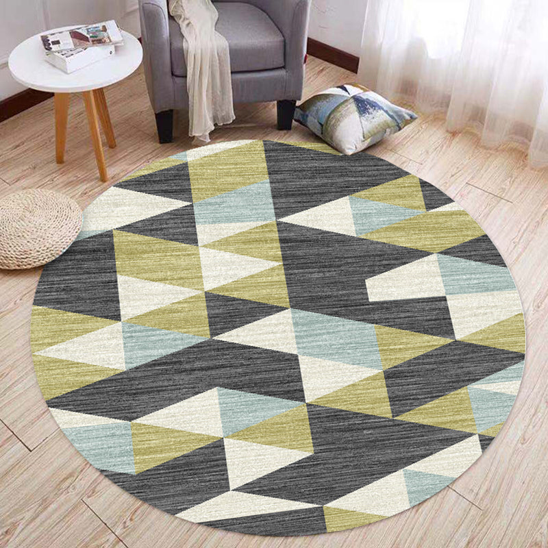 Comfort Bedroom Rug Multi Colored Geo Printed Indoor Rug Polyster Non-Slip Washable Area Carpet