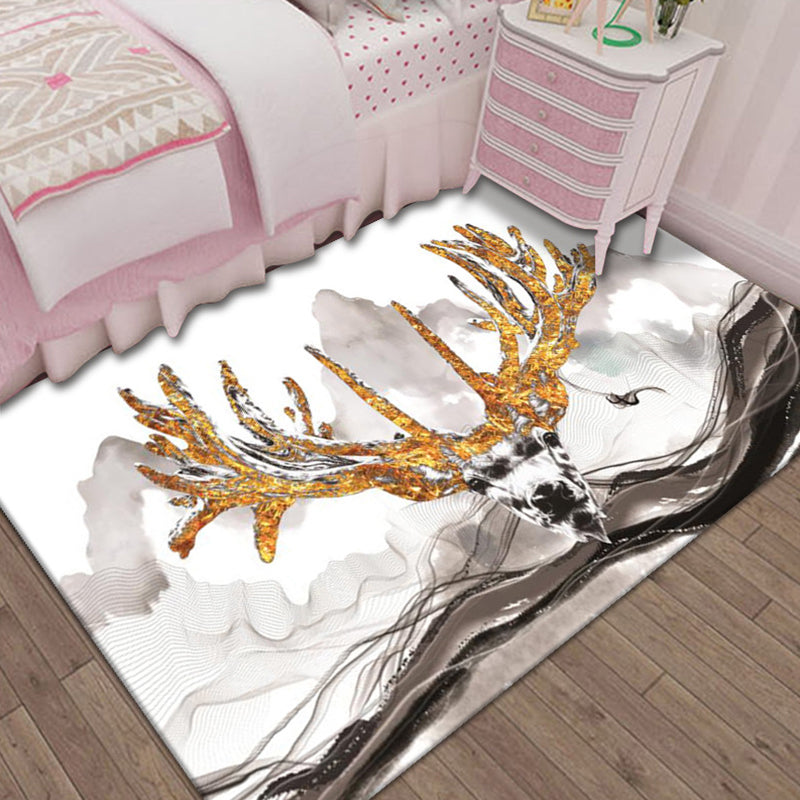 Nordic Bedroom Rug Multi Colored Animal Print Indoor Rug Polypropylene Non-Slip Pet Friendly Carpet