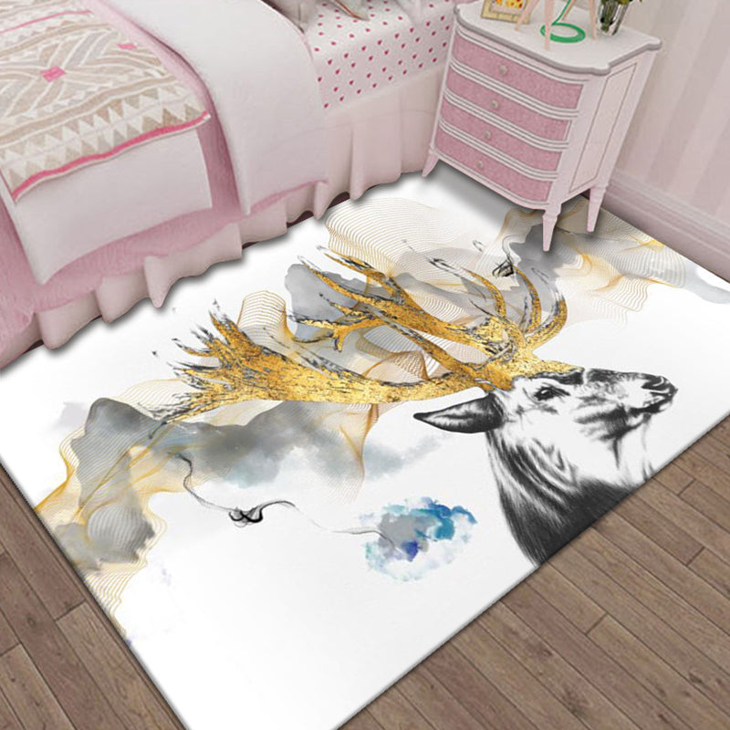 Nordic Bedroom Rug Multi Colored Animal Print Indoor Rug Polypropylene Non-Slip Pet Friendly Carpet