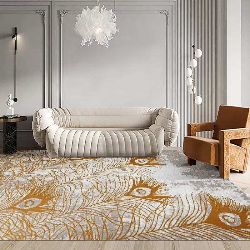 Contemporary Living Room Rug Multi Colored Geo Pattern Carpet Polyster Anti-Slip Backing Easy Care Rug