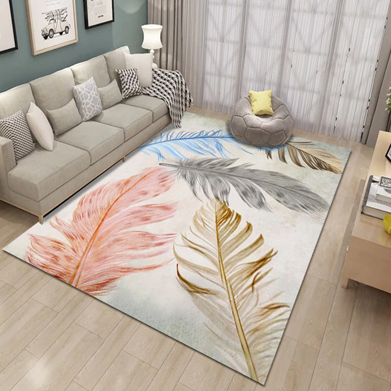 Formeel plantenbedrukt tapijt Multi gekleurd polyster binnentapijt Antislip Huisdiervriendelijk Wasbaar tapijt voor salon