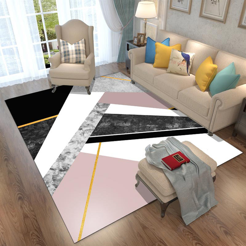 Fancy Geometric Rug Multicolored Polypropylene Area Rug Anti-Slip Backing Easy Care Indoor Rug for Room