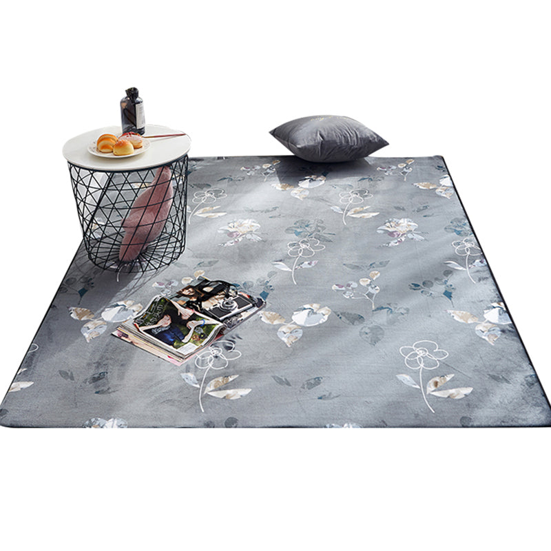 Multi Colored Cottage Rug Polyster Plant Printed Area Carpet Non-Slip Backing Pet Friendly Rug for Parlor